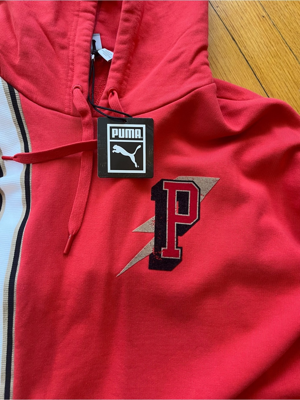 Puma Red Hoodie with Embroidered 'P' and Lightning Accent
